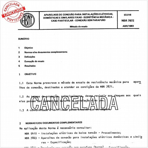 Aparelhos de conexão para instalações elétricas, domésticas e similares fixas - Resistência mecânica - Caso particular - Conexão sem parafuso