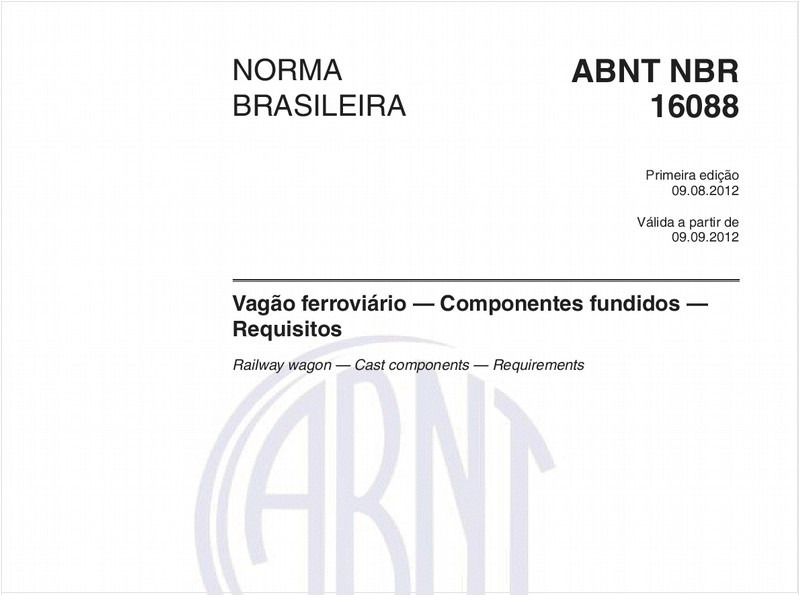 Vagão ferroviário — Componentes fundidos — Requisitos
