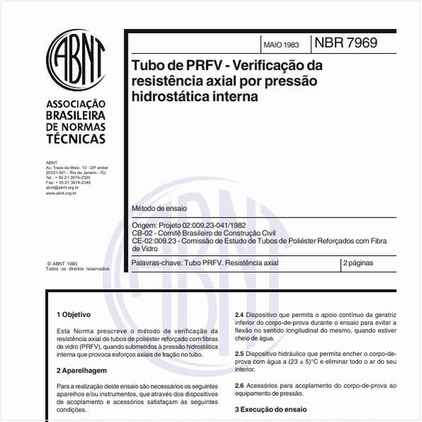 Tubo de PRFV - Verificação da resistência axial por pressão hidrostática interna - Método de ensaio