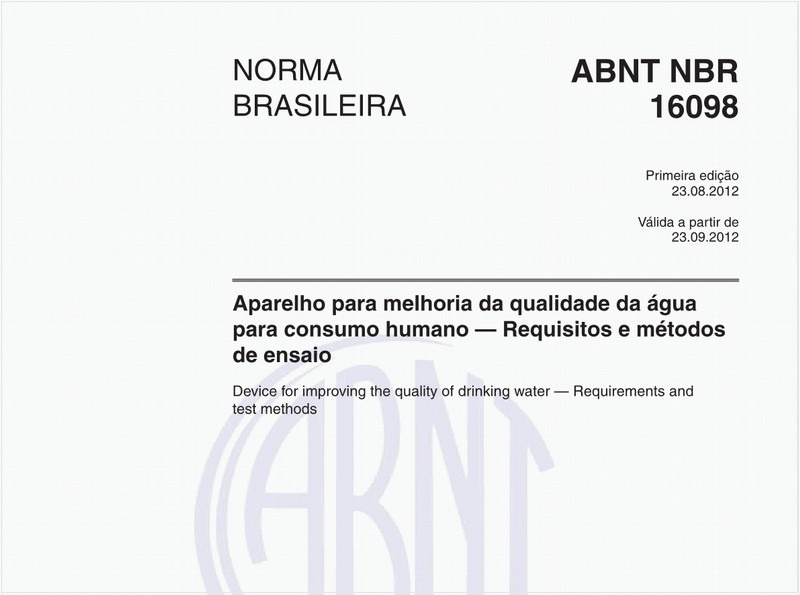 Aparelho para melhoria da qualidade da água para consumo humano — Requisitos e métodos de ensaio