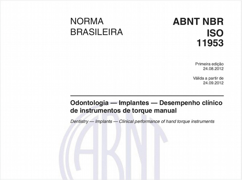 Odontologia — Implantes — Desempenho clínico de instrumentos de torque manual