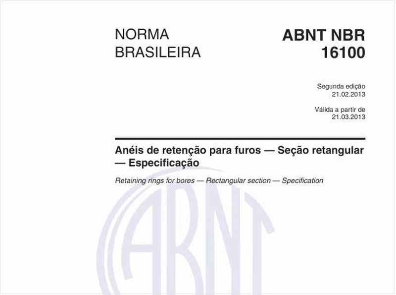 Anéis de retenção para furos — Seção retangular — Especificação