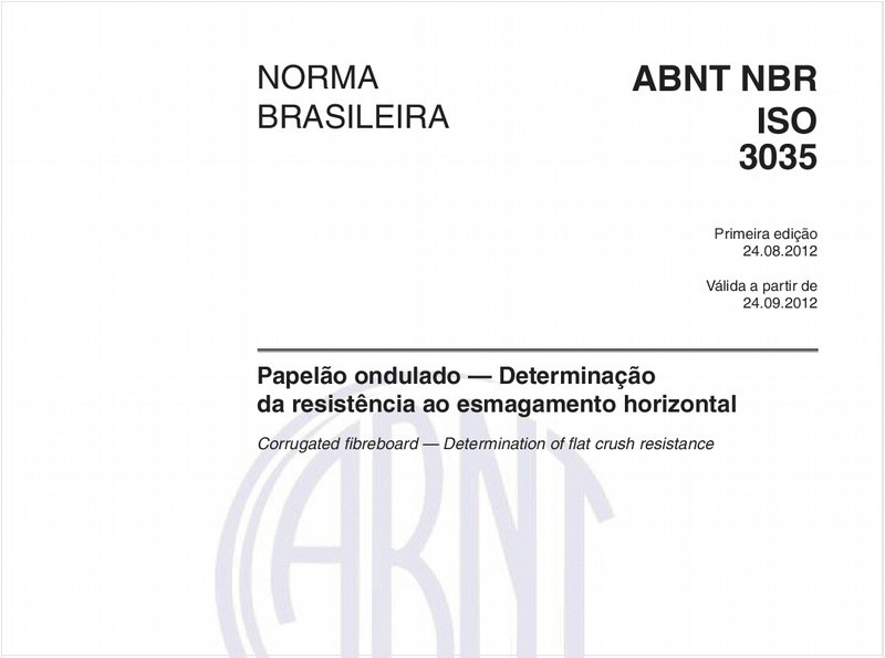 Papelão ondulado — Determinação da resistência ao esmagamento horizontal