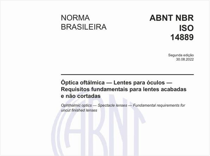 Óptica oftálmica - Lentes para óculos - Requisitos fundamentais para lentes acabadas e não cortadas