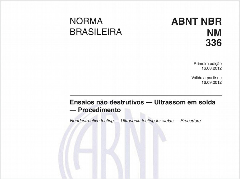 Ensaios não destrutivos — Ultrassom em solda — Procedimento
