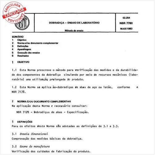 Dobradiça - Ensaio de laboratório