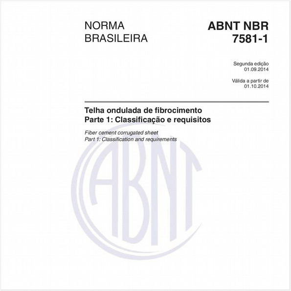 Telha ondulada de fibrocimento - Parte 1: Classificação e requisitos