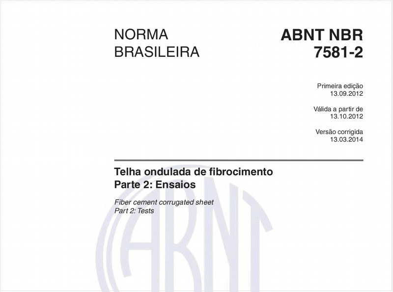 Telha ondulada de fibrocimento - Parte 2: Ensaios