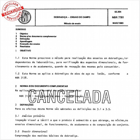 Dobradiça - Ensaio de campo