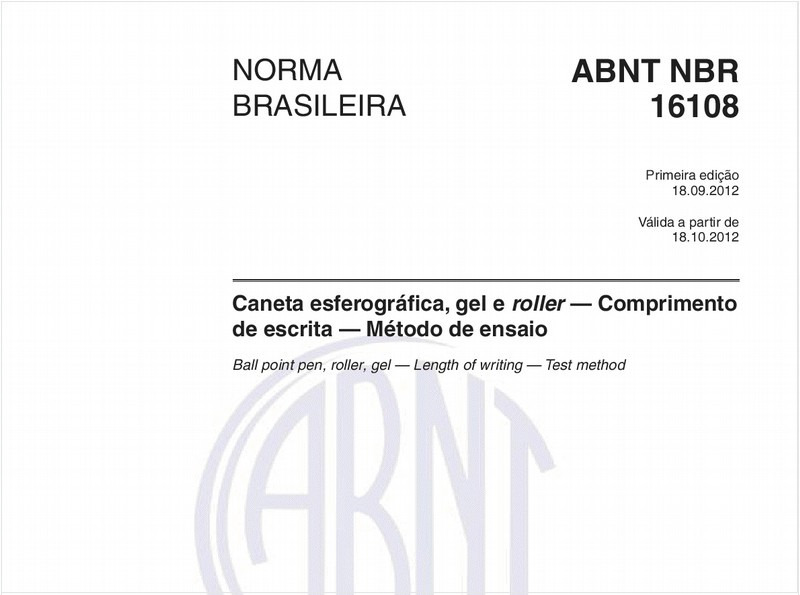 Caneta esferográfica, gel e roller — Comprimento de escrita — Método de ensaio
