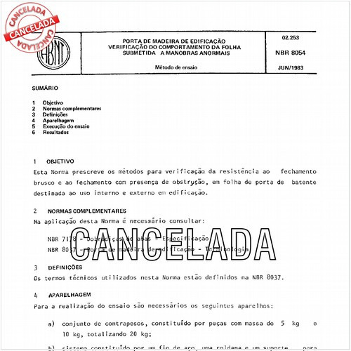 Porta de madeira de edificação - Verificação do comportamento da folha submetida a manobras anormais