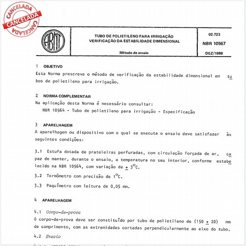 Tubo de polietileno para irrigação - Verificação da estabilidade dimensional