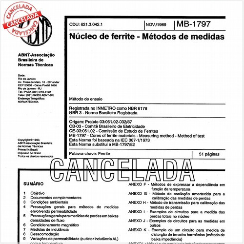 Núcleo de ferrite - Métodos de medidas