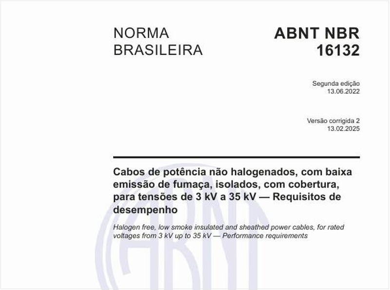 Cabos de potência não halogenados, com baixa emissão de fumaça, isolados, com cobertura, para tensões de 3 kV a 35 kV - Requisitos de desempenho
