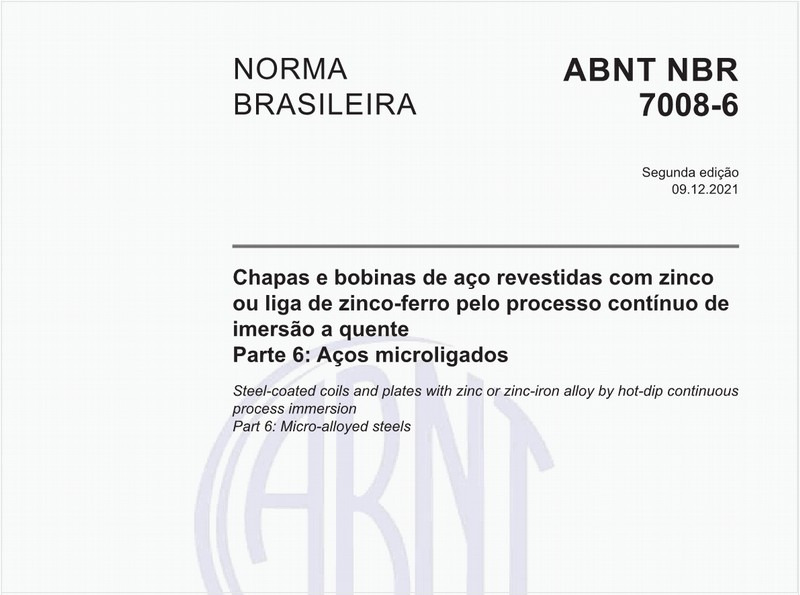 Chapas e bobinas de aço revestidas com zinco ou liga de zinco-ferro pelo processo contínuo de imersão a quente - Parte 6: Aços microligados
