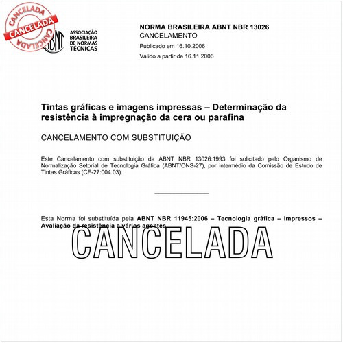 Tintas gráficas e imagens impressas - Determinação da resistência à impregnação da cera ou parafina