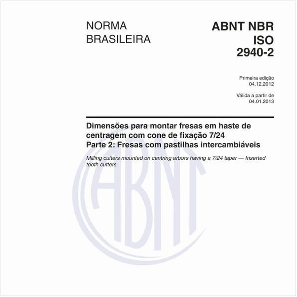 Dimensões para montar fresas em haste de centragem com cone de fixação 7/24 - Parte 2: Fresas com pastilhas intercambiáveis