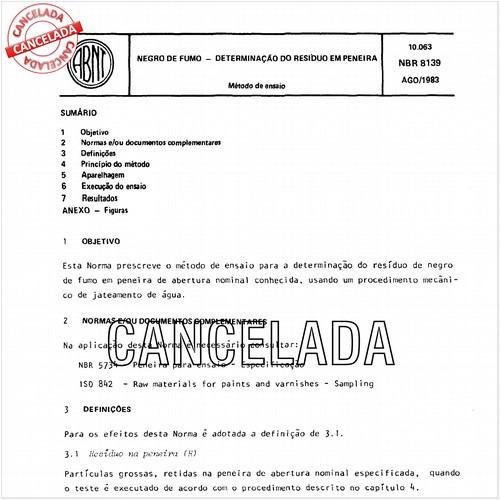 Negro-de-fumo - Determinação do resíduo em peneira