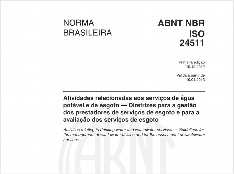 Atividades relacionadas aos serviços de água potável e de esgoto - Diretrizes para a gestão dos prestadores de serviços de esgoto e para a avaliação dos serviços de esgoto