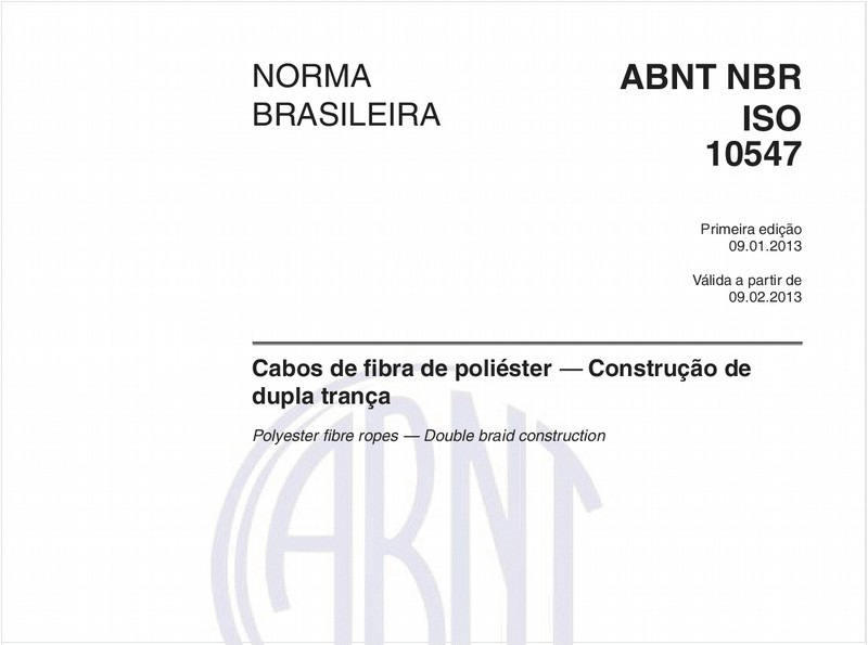 Cabos de fibra de poliéster — Construção de dupla trança