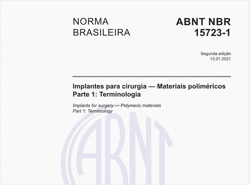 Implantes para cirurgia - Materiais poliméricos - Parte 1: Terminologia