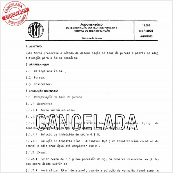 Acido benzóico - Determinação do teor de pureza e provas de identificação