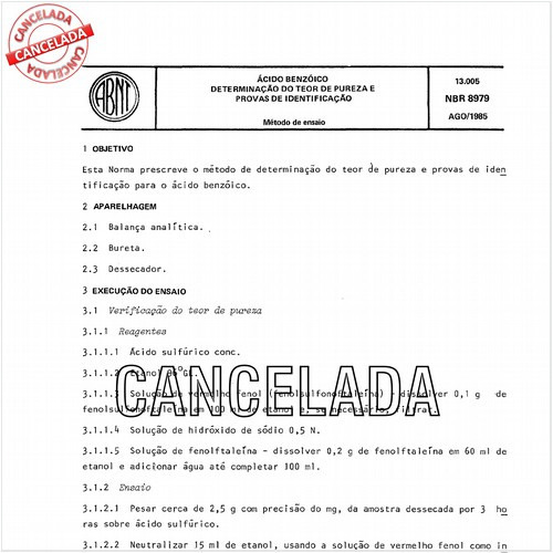 Acido benzóico - Determinação do teor de pureza e provas de identificação