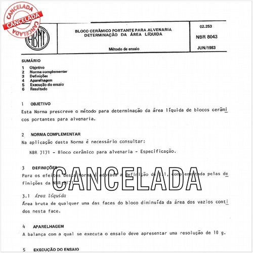 Bloco cerâmico portante para alvenaria - Determinação da área líquida