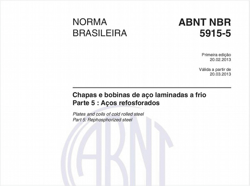 Chapas e bobinas de aço laminadas a frio - Parte 5 : Aços refosforados