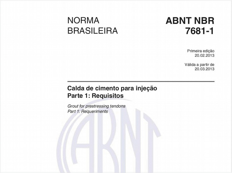 Calda de cimento para injeção - Parte 1: Requisitos