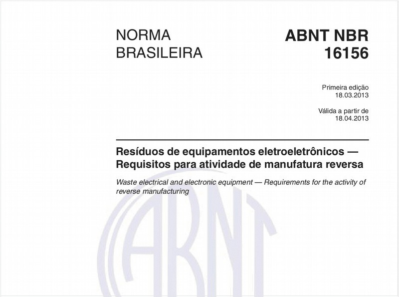 Resíduos de equipamentos eletroeletrônicos — Requisitos para atividade de manufatura reversa