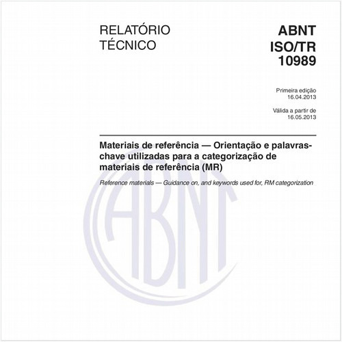 Materiais de referência — Orientação e palavras-chave utilizadas para a categorização de materiais de referência (MR)
