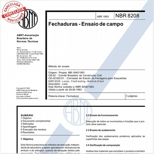 Fechaduras - Ensaio de campo