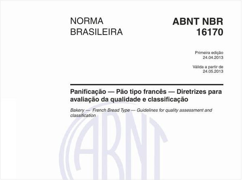 Panificação — Pão tipo francês — Diretrizes para avaliação da qualidade e classificação