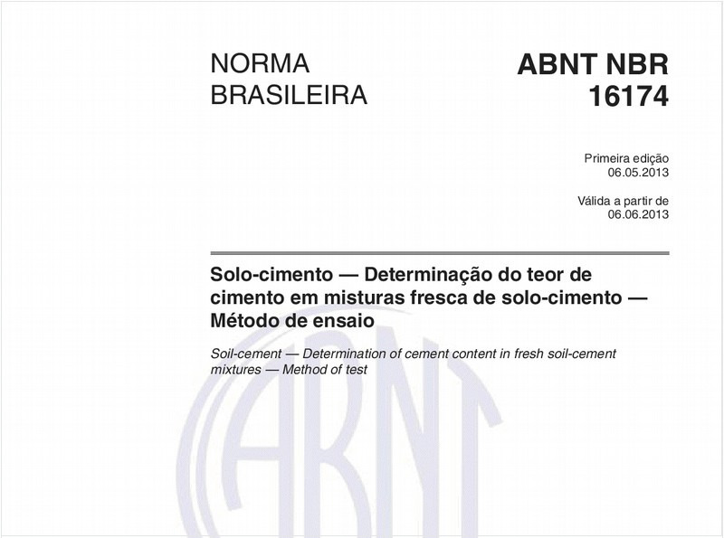 Solo-cimento — Determinação do teor de cimento em misturas fresca de solo-cimento — Método de ensaio