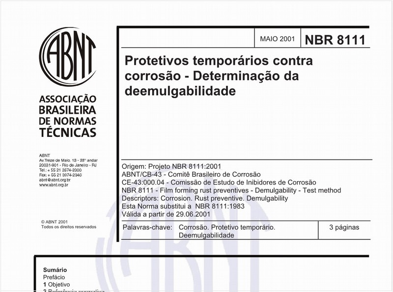 Protetivos temporários contra corrosão - Determinação da deemulgabilidade
