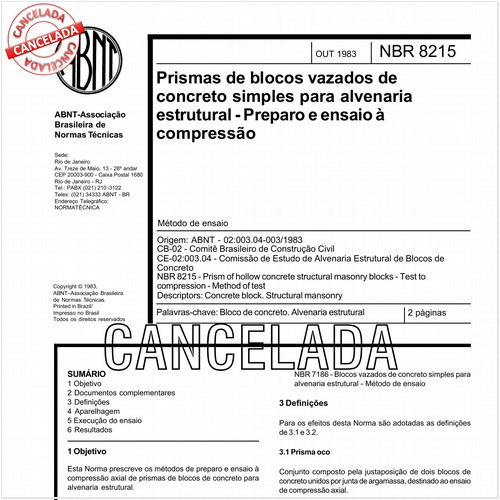 Prismas de blocos vazados de concreto simples para alvenaria estrutural - Preparo e ensaio à compressão