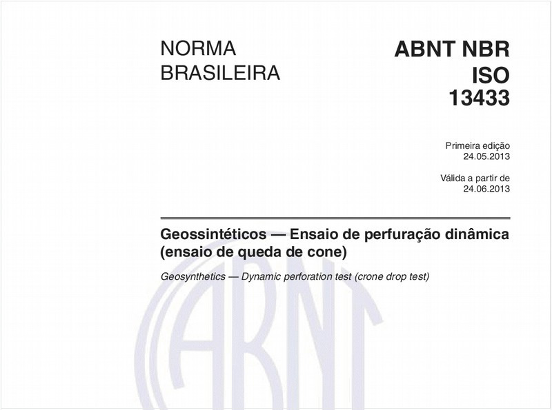 Geossintéticos — Ensaio de perfuração dinâmica (ensaio de queda de cone)