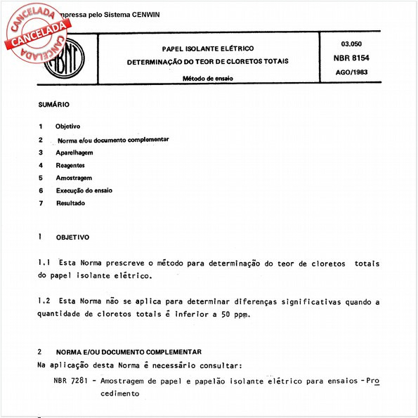 Papel isolante elétrico - Determinação do teor de cloretos totais