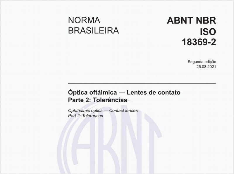 Óptica oftálmica - Lentes de contato - Parte 2: Tolerâncias