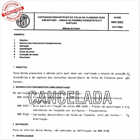 Cartuchos descartáveis de folha-de-flandres para gás butano - Ensaio de pressão hidrostática e ruptura