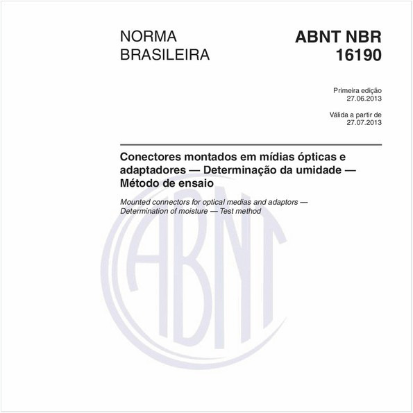 Conectores montados em mídias ópticas e adaptadores — Determinação da umidade — Método de ensaio