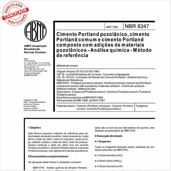 Cimento Portland pozolânico, cimento Portland comum e cimento Portland composto com adições de materiais pozolânicos - Análise química - Método de referência