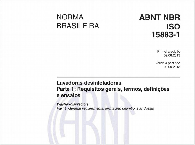 Lavadoras desinfetadoras - Parte 1: Requisitos gerais, termos, definições e ensaios
