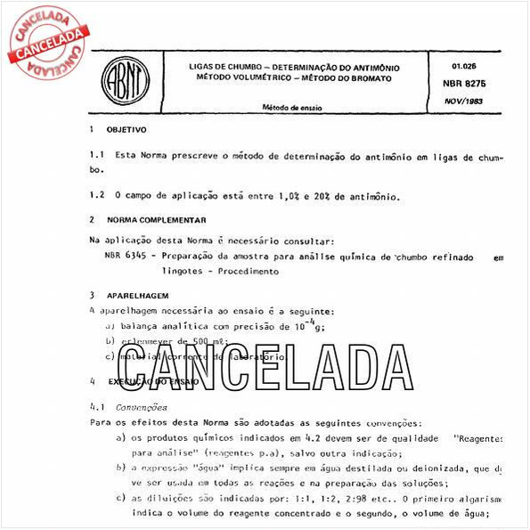 Ligas de chumbo - Determinação do antimônio - Método volumétrico - Método do bromato