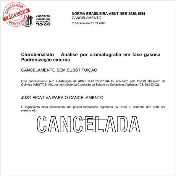 Clorobenzilato - Análise por cromatografia em fase gasosa - Padronização externa