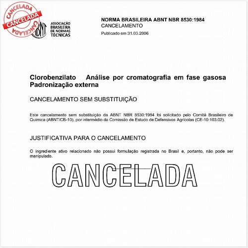 Clorobenzilato - Análise por cromatografia em fase gasosa - Padronização externa