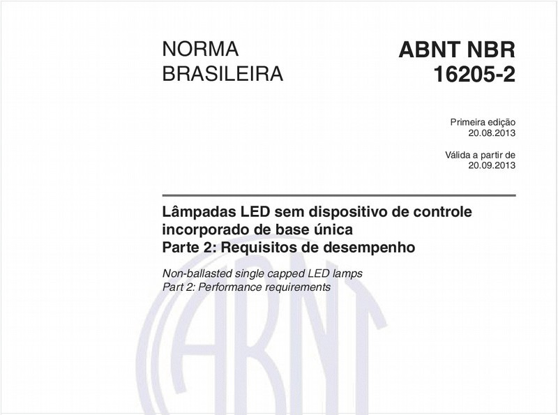 Lâmpadas LED sem dispositivo de controle incorporado de base única - Parte 2: Requisitos de desempenho