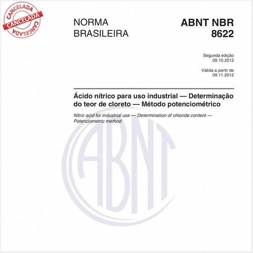 Ácido nítrico para uso industrial - Determinação do teor de cloreto - Método potenciométrico
