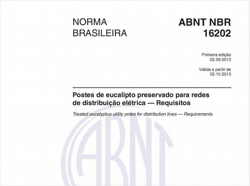 Postes de eucalipto preservado para redes de distribuição elétrica — Requisitos